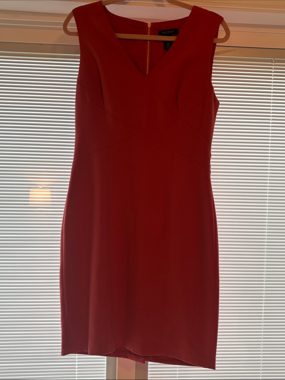 White House Black Market coral V-Neck Sleeveless Sheath Mini Dress
